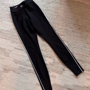 ALO Yoga Black Leggings with White Side Stripe